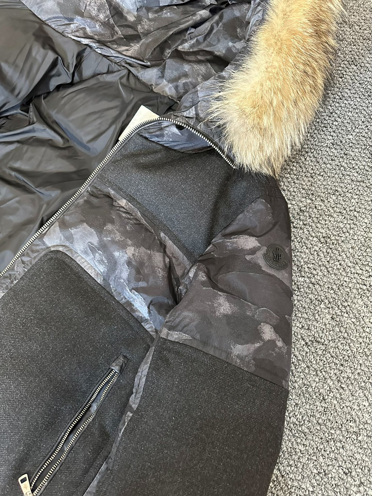 Moncler Size 5 Wolf Fur Down Jacket — front