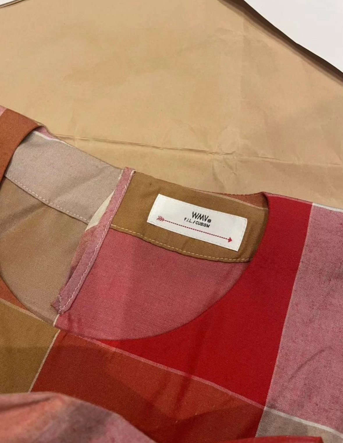 visvim KIMONO BLOUSE CHECK red — detail