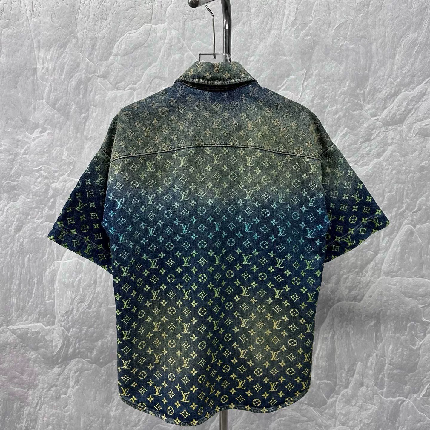 Louis Vuitton Rainbow Gradient Denim Short-Sleeve Shirt — back