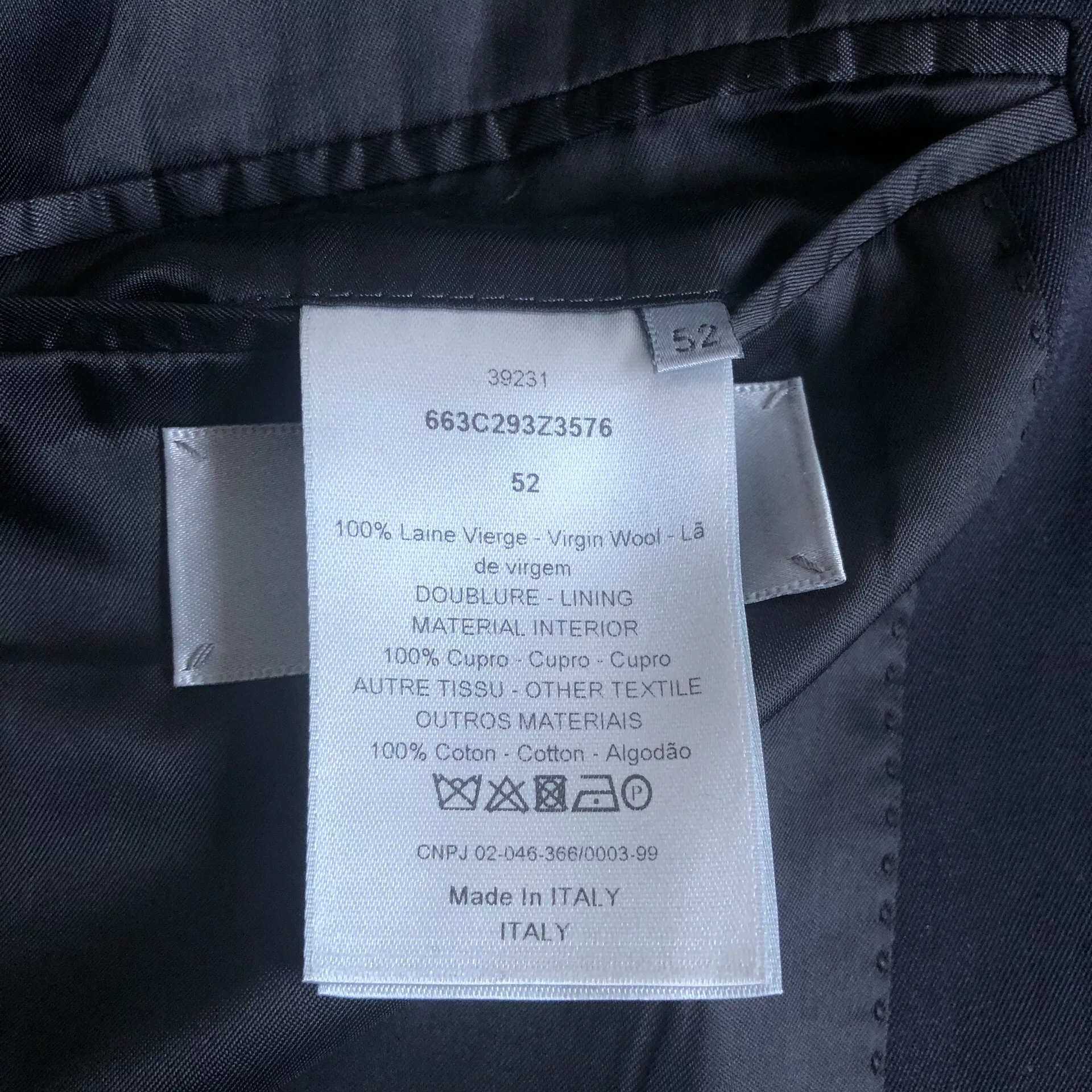 Dior Homme 16ss Blue Wool Suit — label