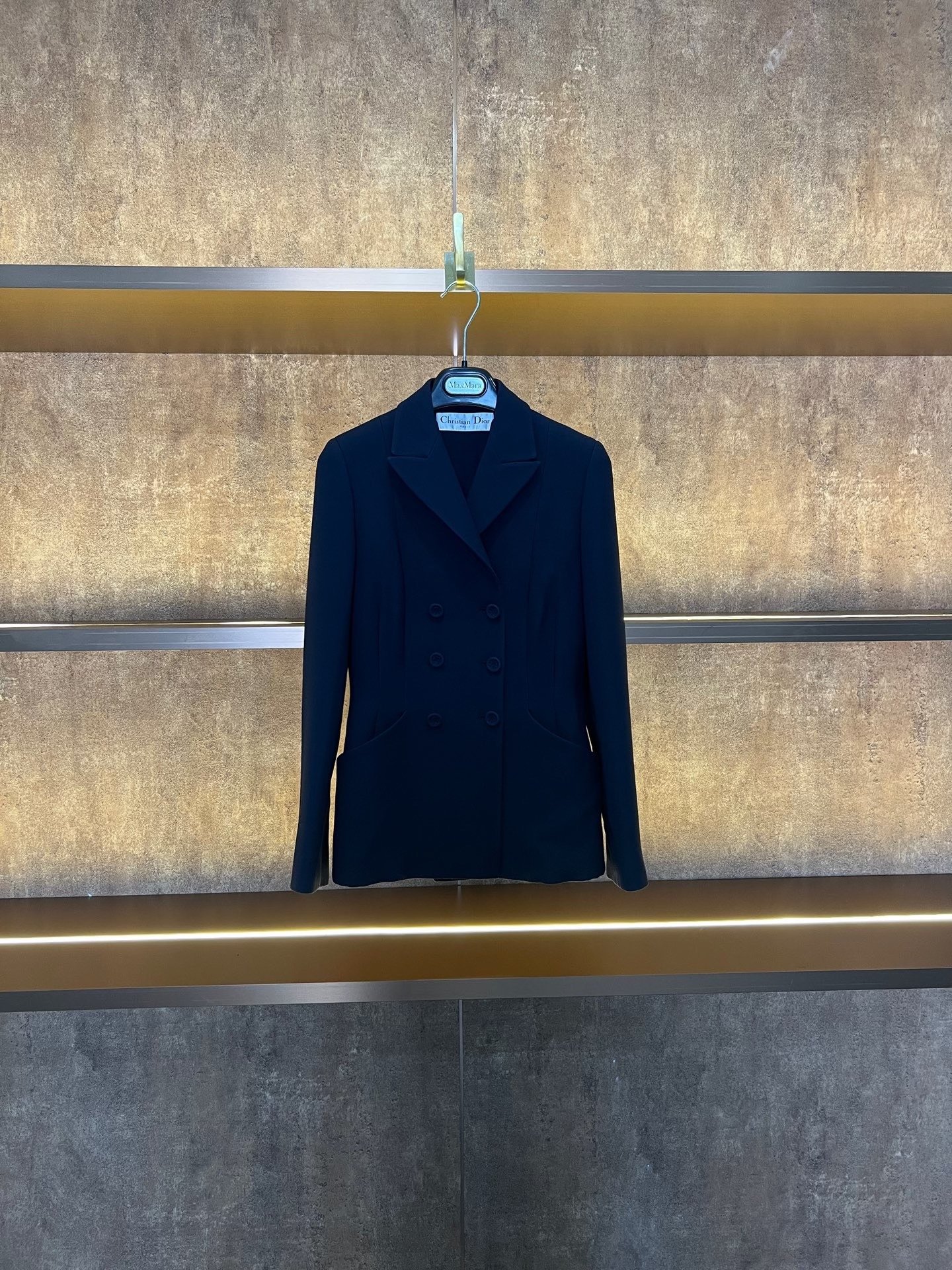 Dior Dark Blue Double-Breasted Wool Blazer
