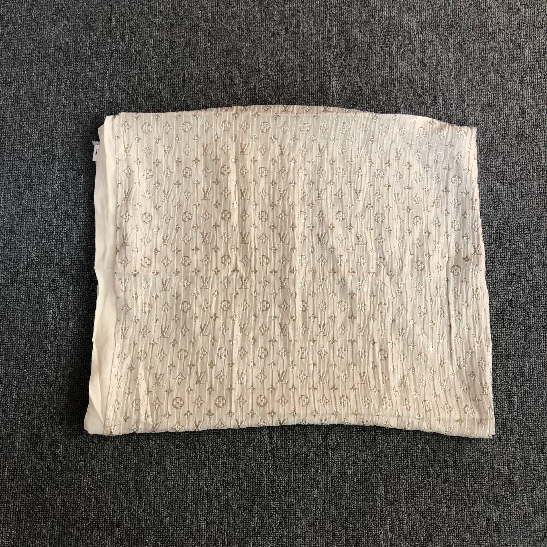 Louis Vuitton White Sequin Silk Scarf — label