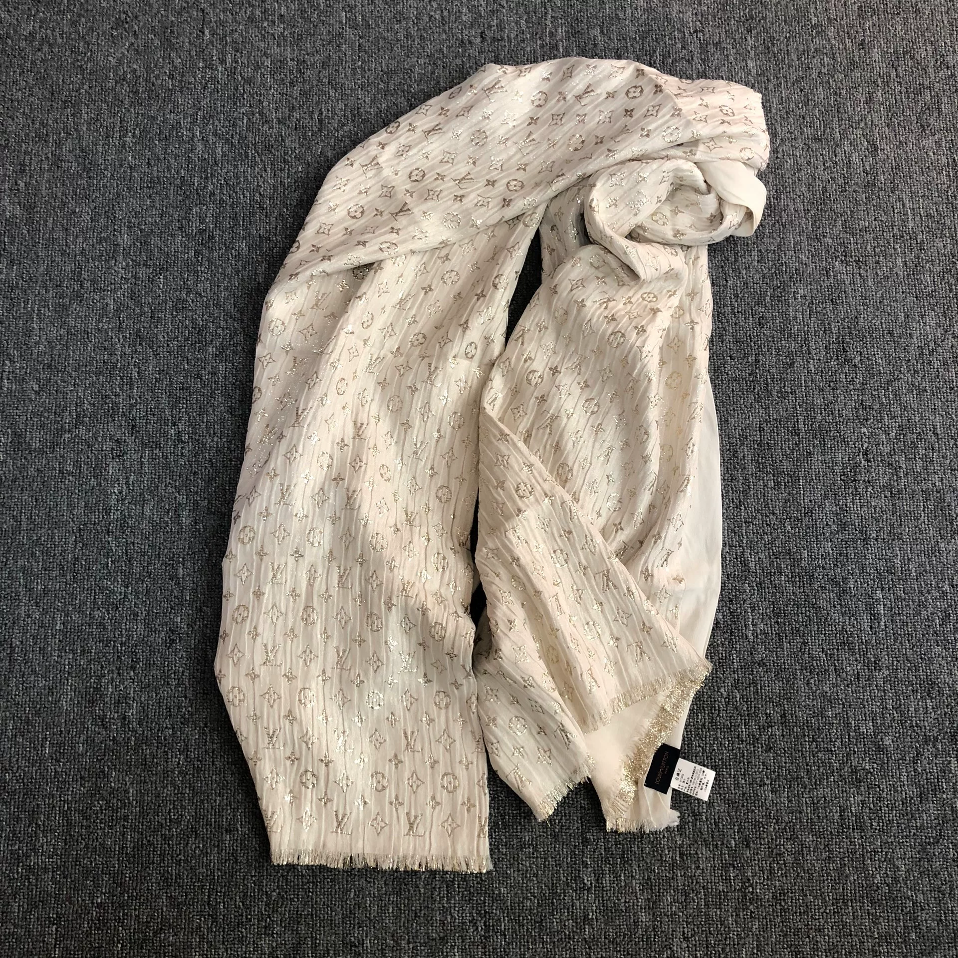 Louis Vuitton White Sequin Silk Scarf