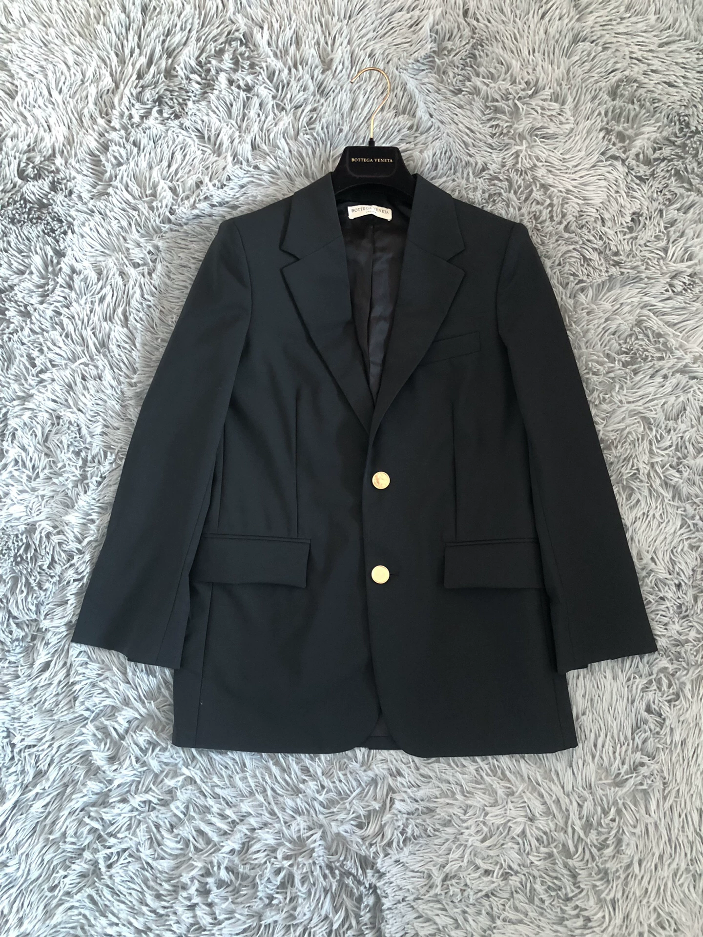 Bottega Veneta Gold Button Wool Blazer