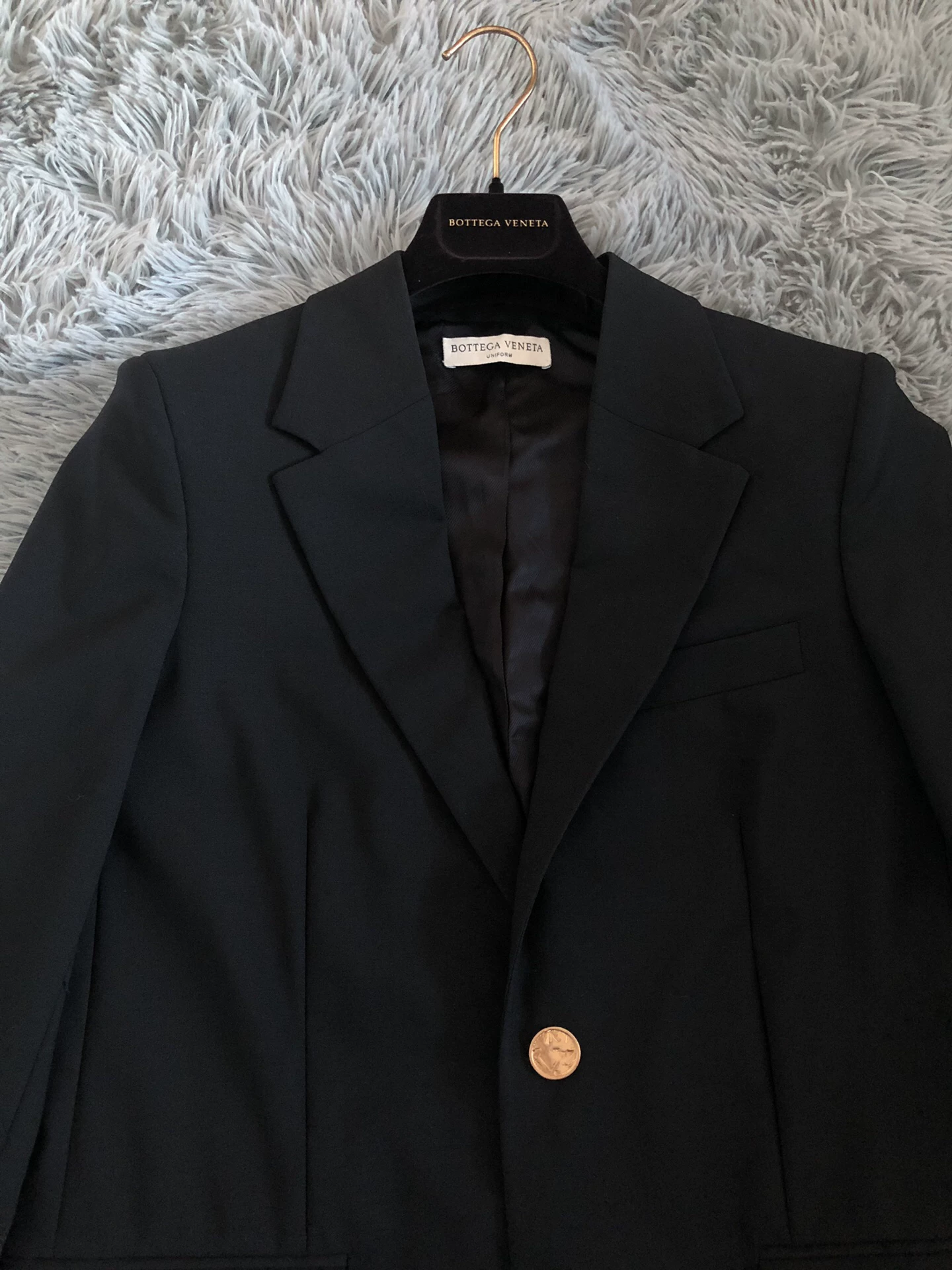 Bottega Veneta Gold Button Wool Blazer — detail