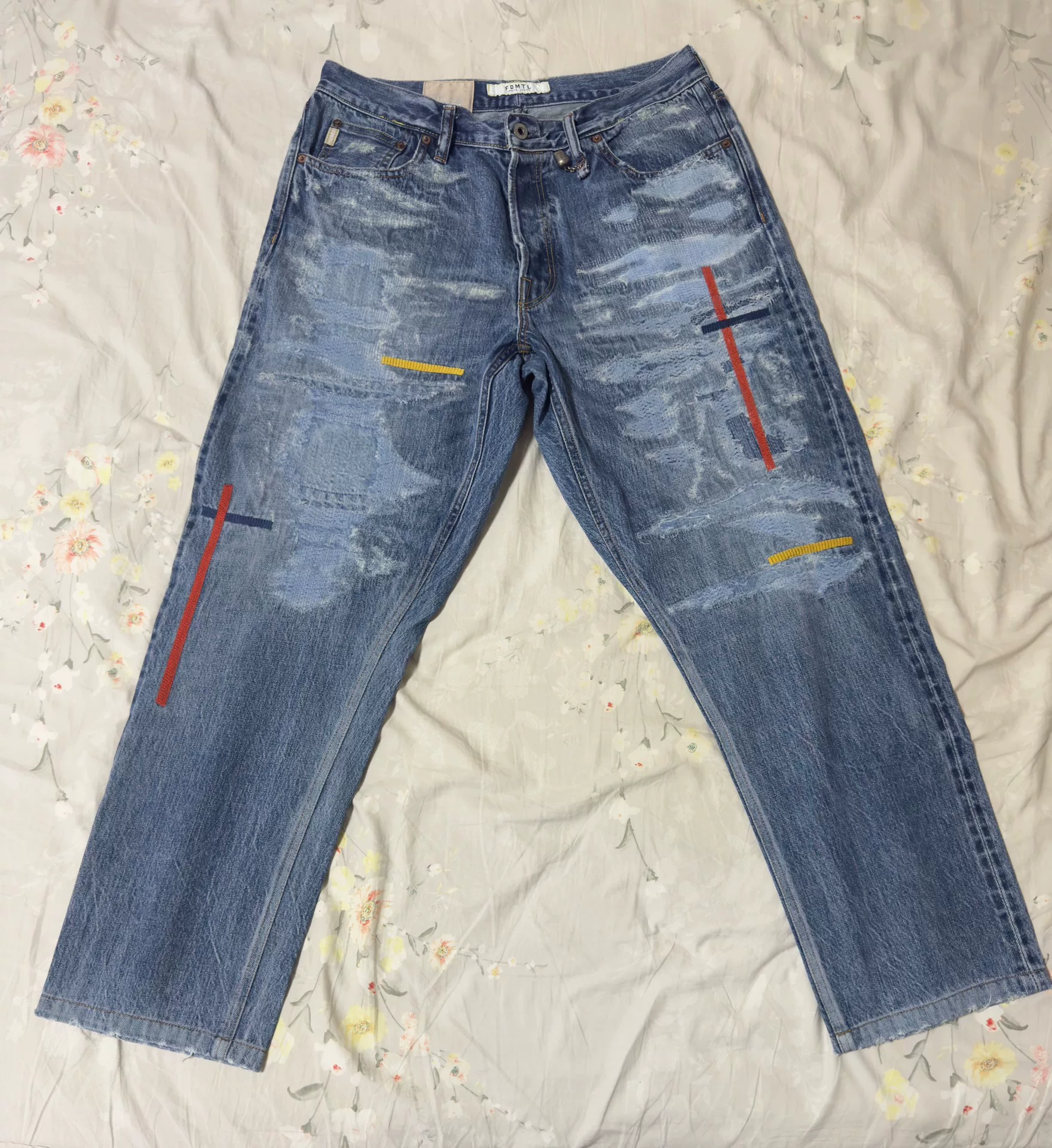 FDMTL 23AW Red Thread Distressed Jeans