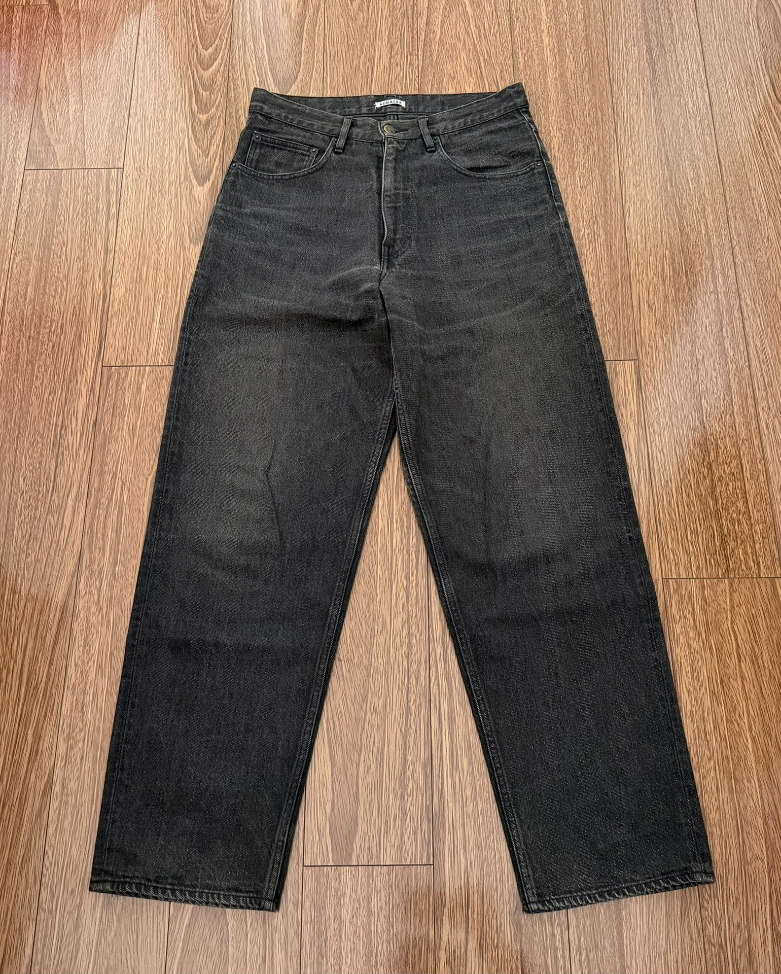 AURALEE Selvedge Faded Heavy Denim Wide Pants