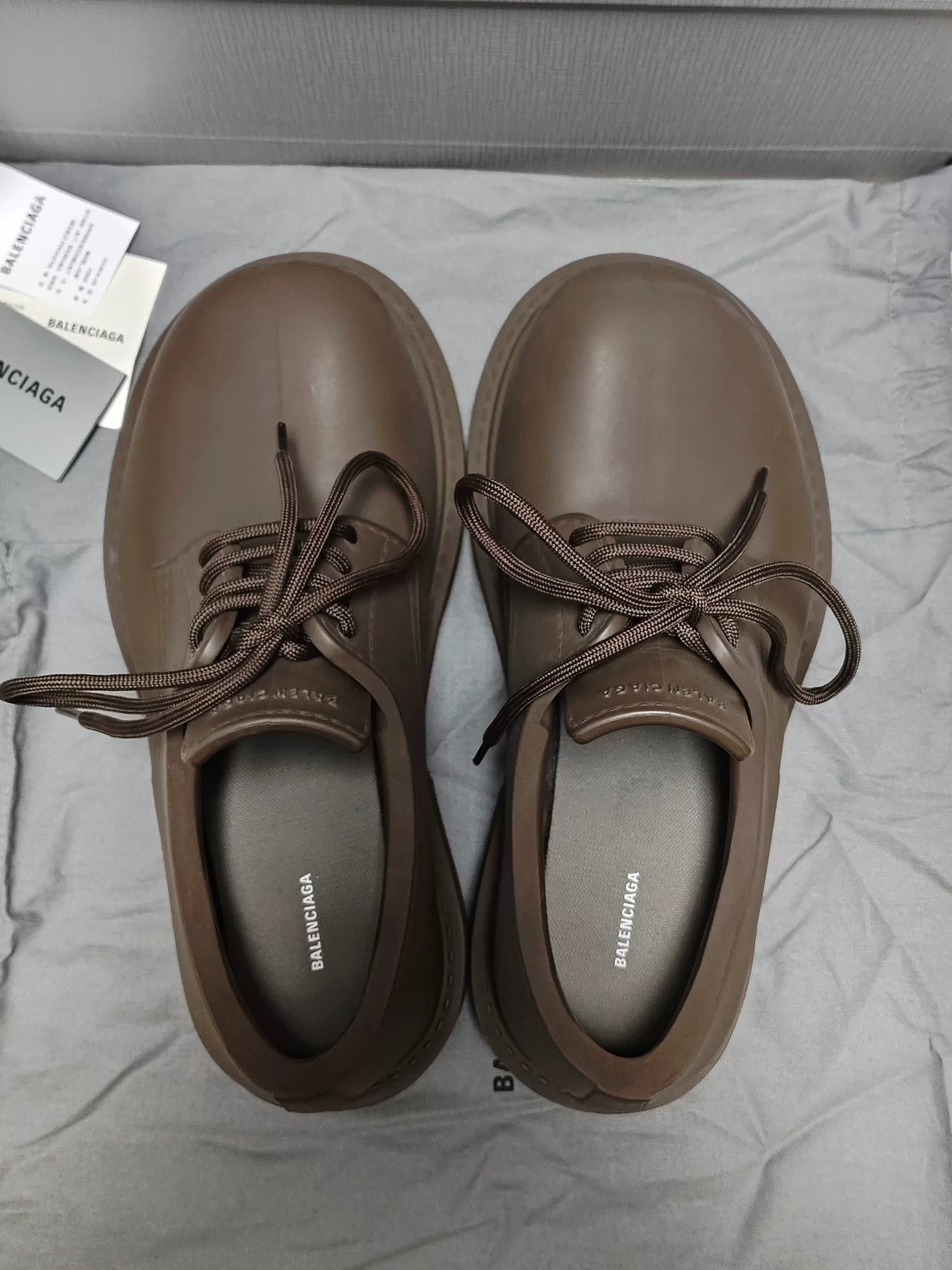 Balenciaga Steroid EVA Brown Derby Shoes — detail