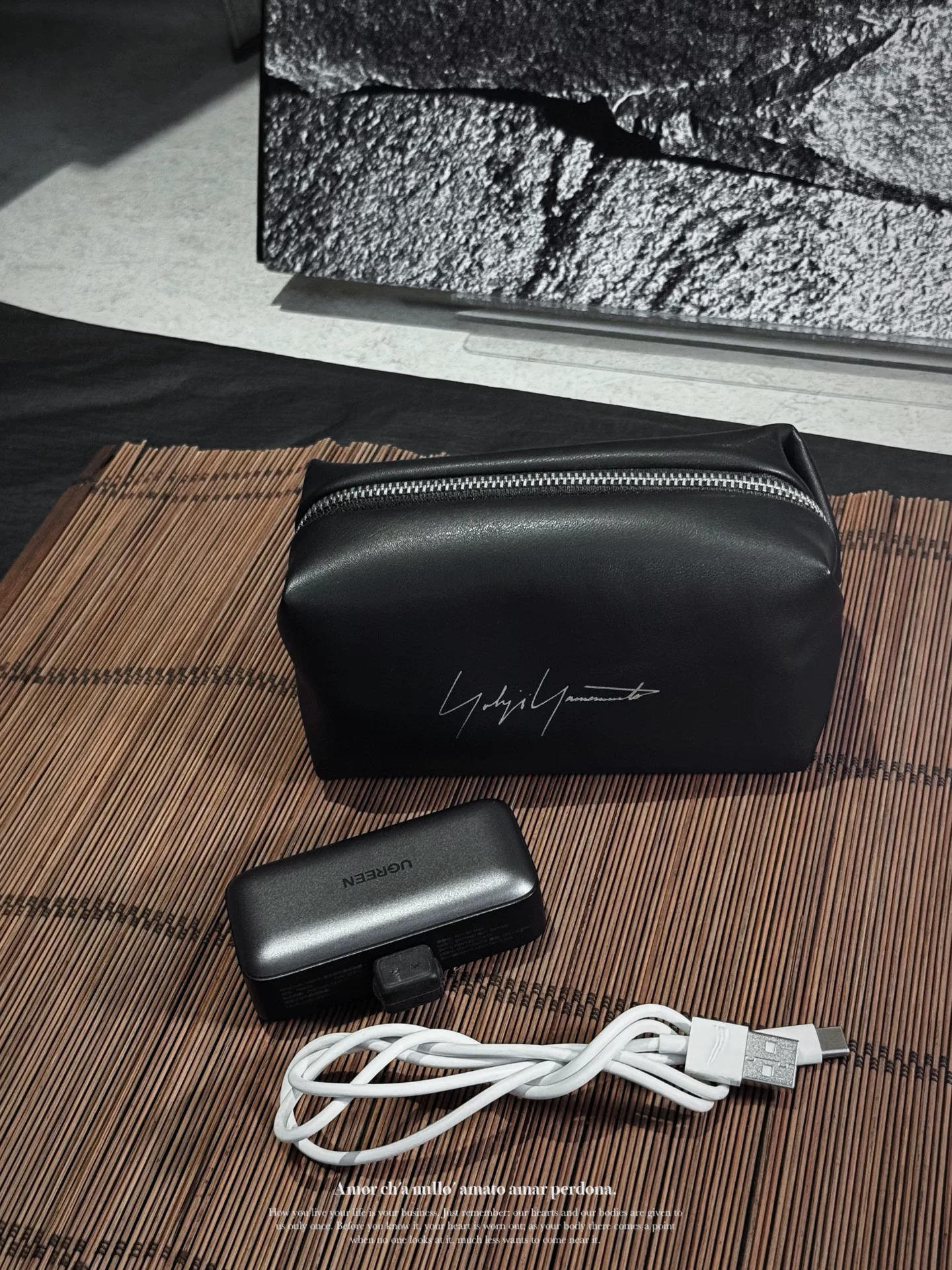 Limited Yohji Yamamoto Gold Signature Storage Bag — back
