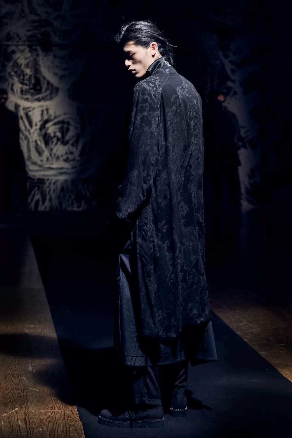 Yohji Yamamoto Shibori Mandarin Button Jacket — label