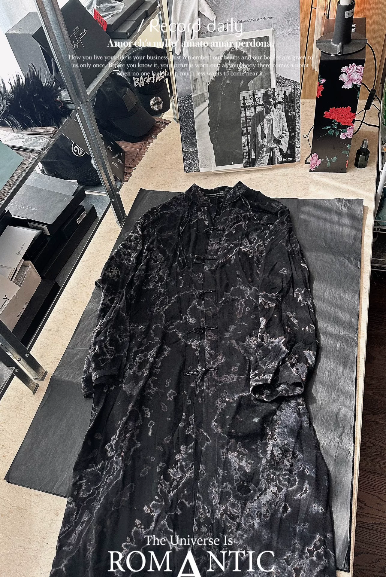 Yohji Yamamoto Shibori Mandarin Button Jacket — front
