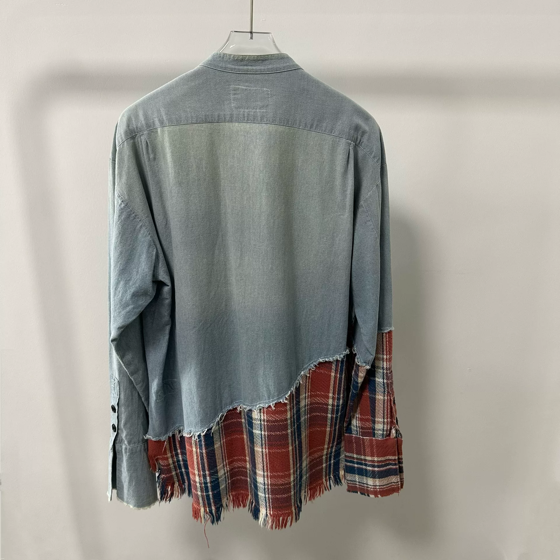 Greg Lauren Denim Plaid Patchwork Jacket — label