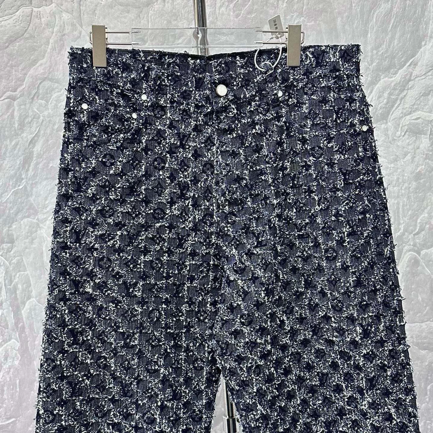 Louis Vuitton FW25 Flocked Print Denim Pants — front