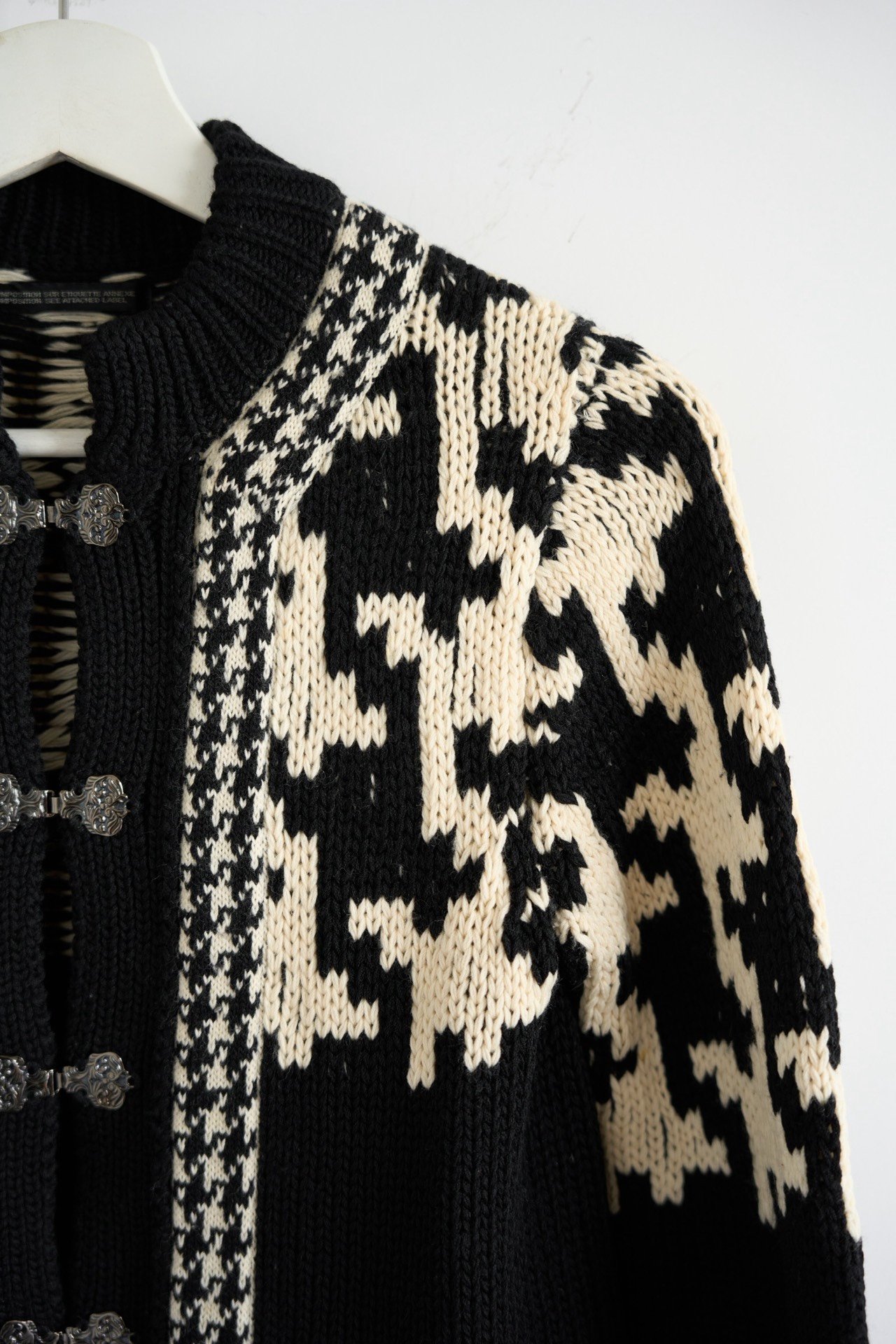 Yohji Yamamoto 03AW Houndstooth Iron Button Sweater — back