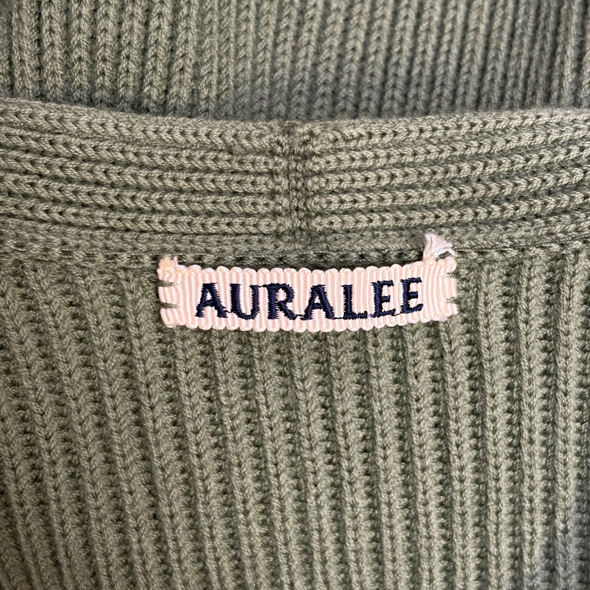 Auralee Green Knit Cardigan Coat — back