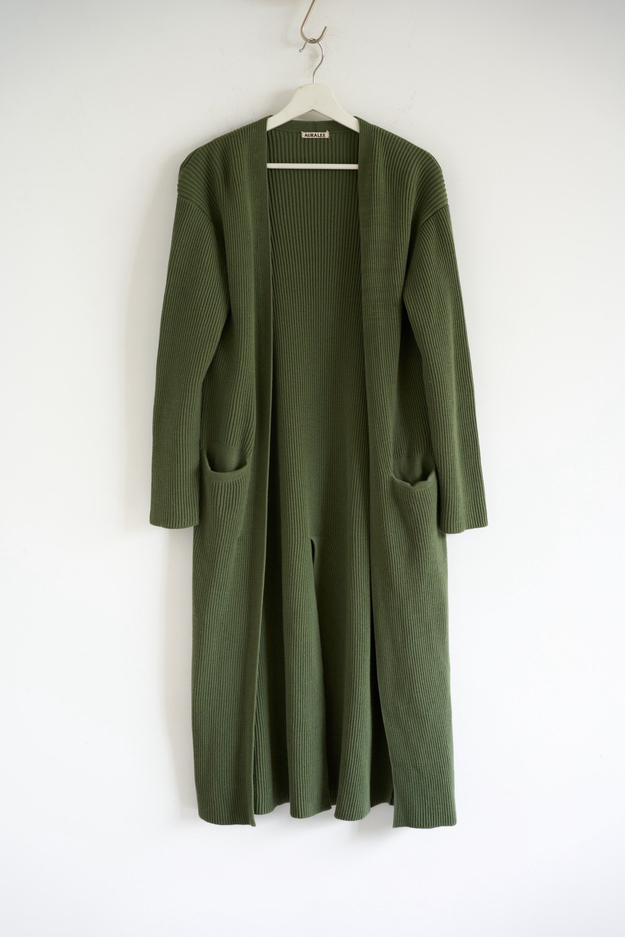 Auralee Green Knit Cardigan Coat