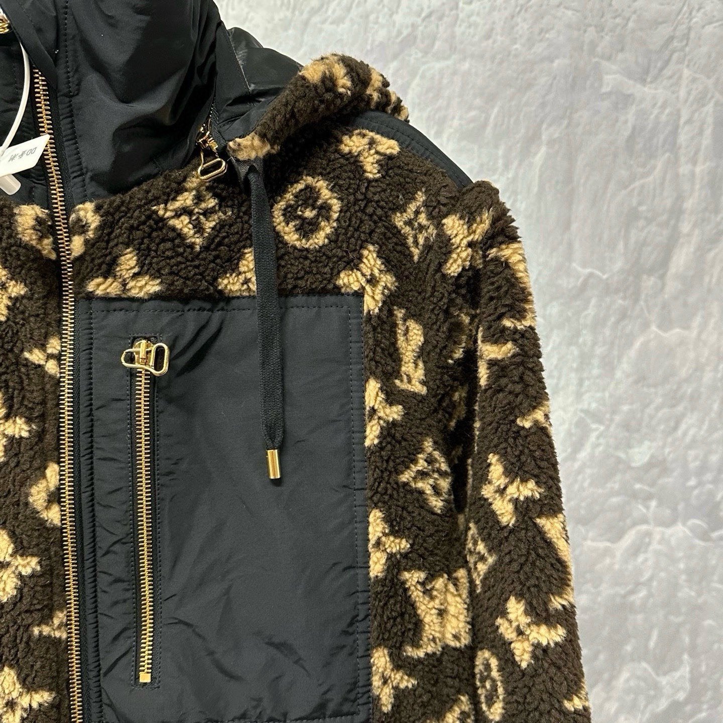 Louis Vuitton SS24 Monogram Patchwork Hooded Teddy Coat — back