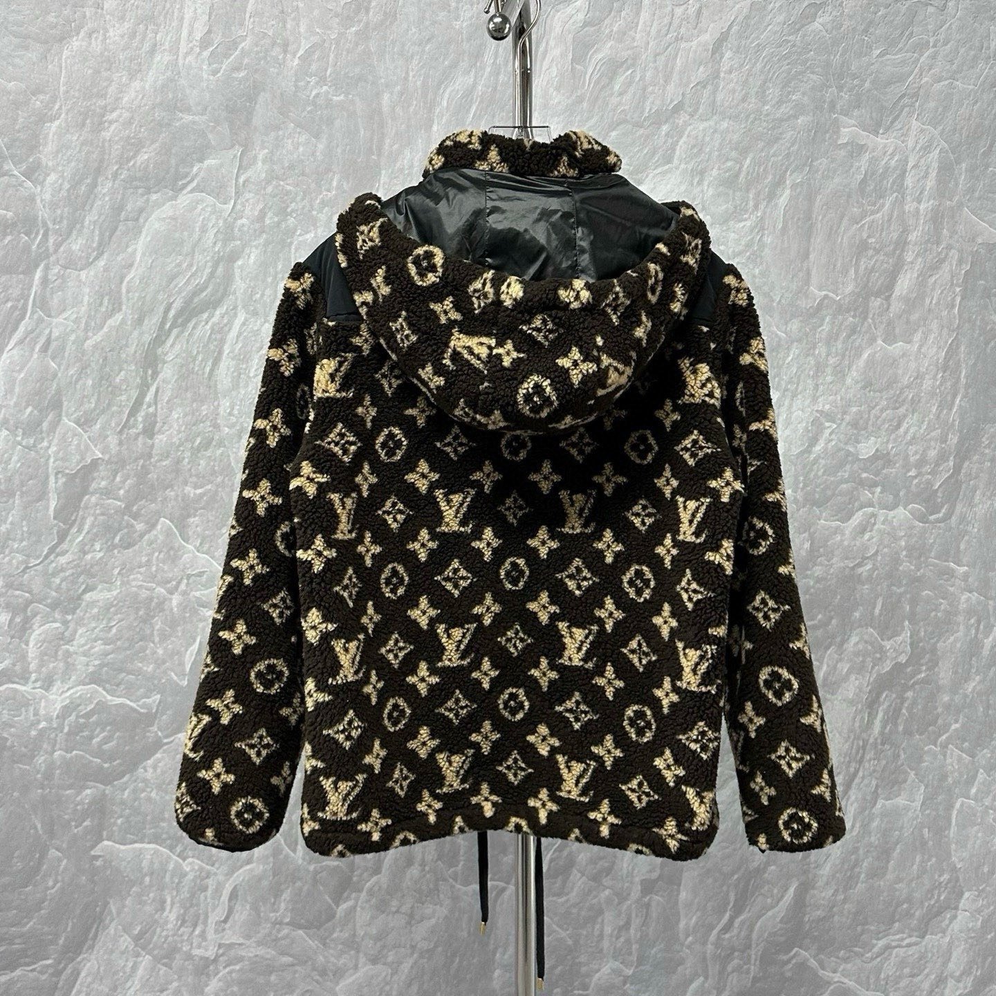 Louis Vuitton SS24 Monogram Patchwork Hooded Teddy Coat — label
