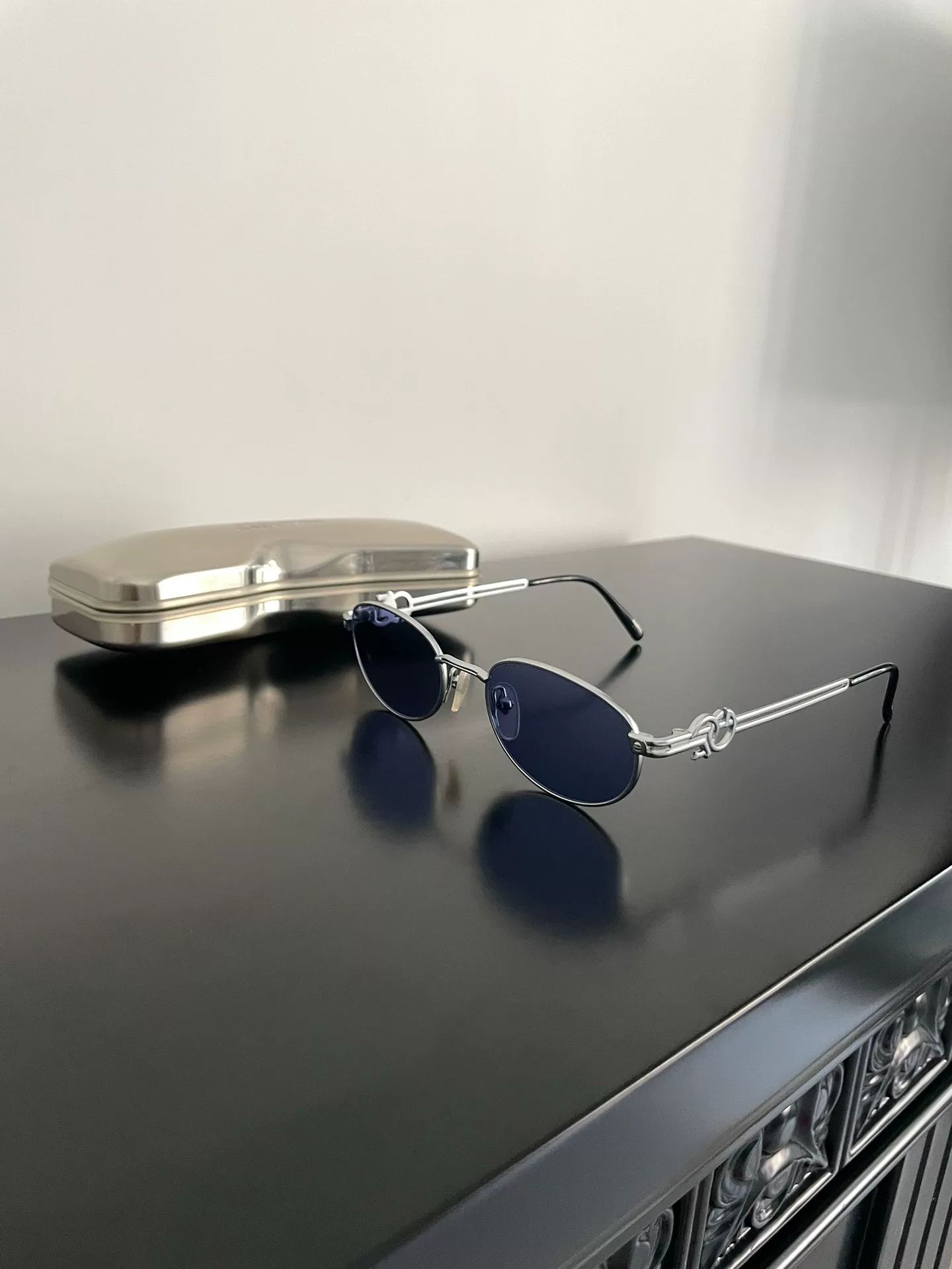 Jean Paul Gaultier Silver Oval Sunglasses — front