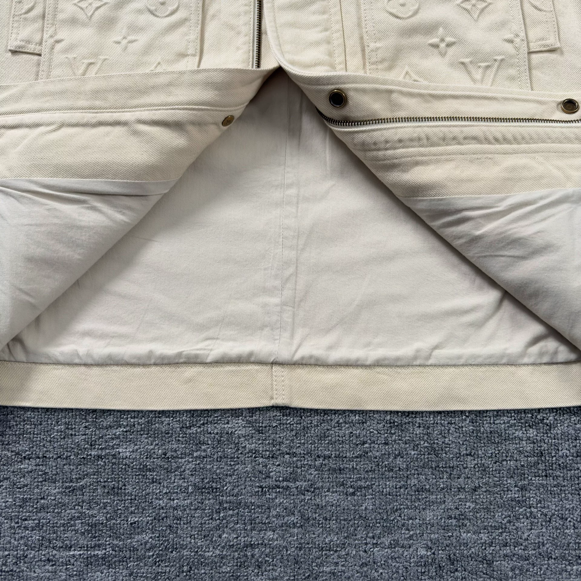 Louis Vuitton Beige Monogram Shearling Jacket — label