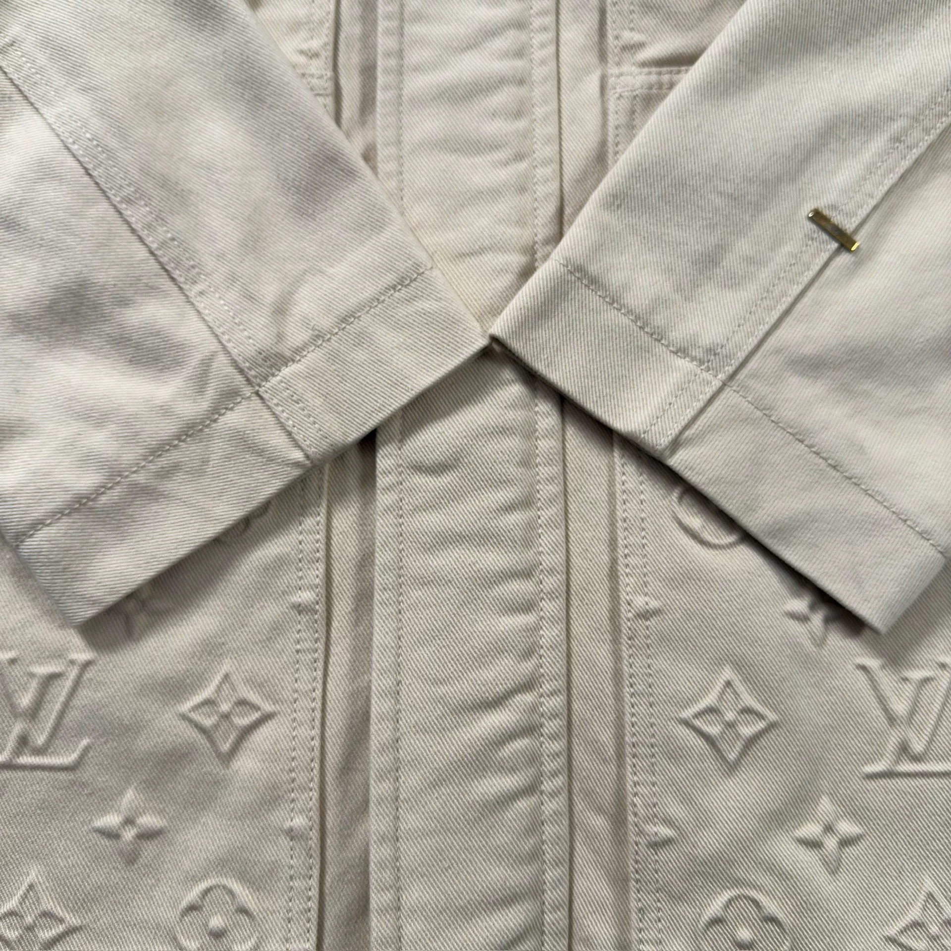 Louis Vuitton Beige Monogram Shearling Jacket — detail