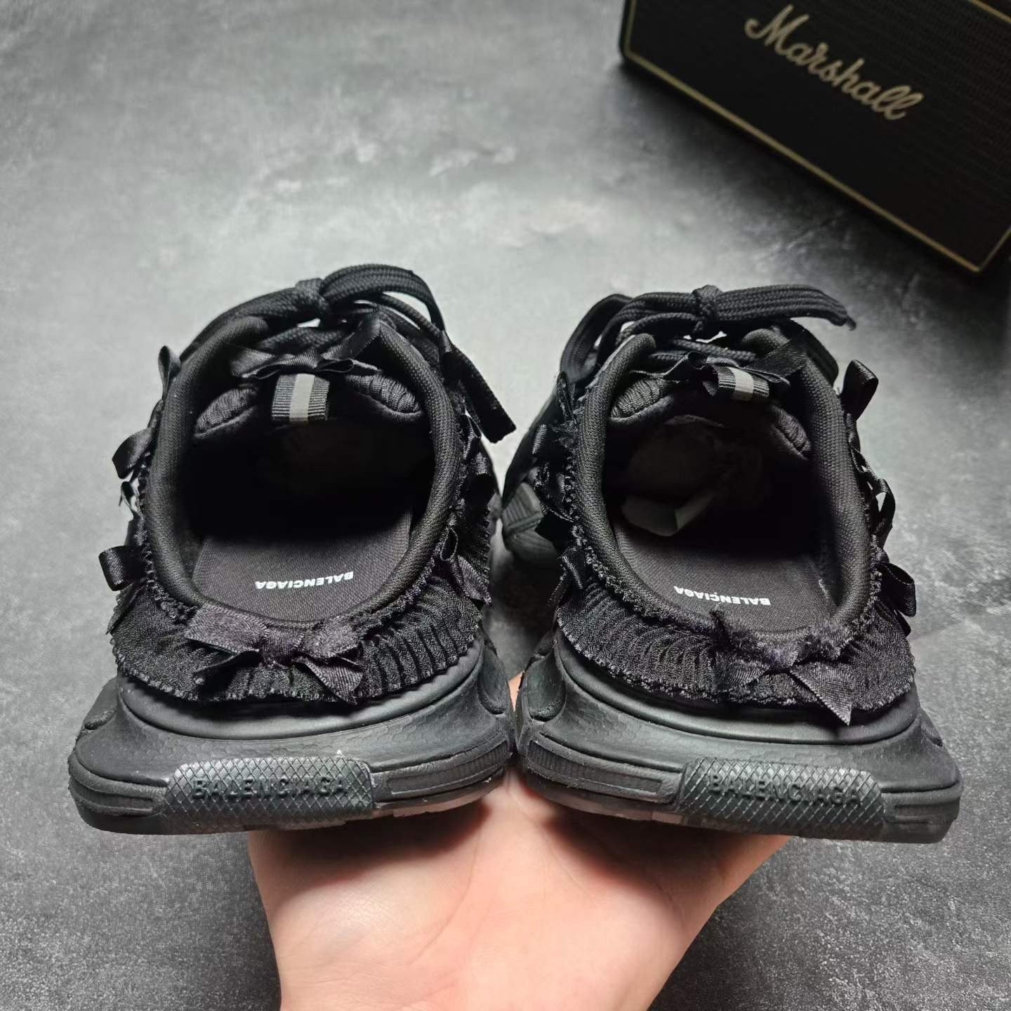 Balenciaga 3XL Black Bow Mules — detail
