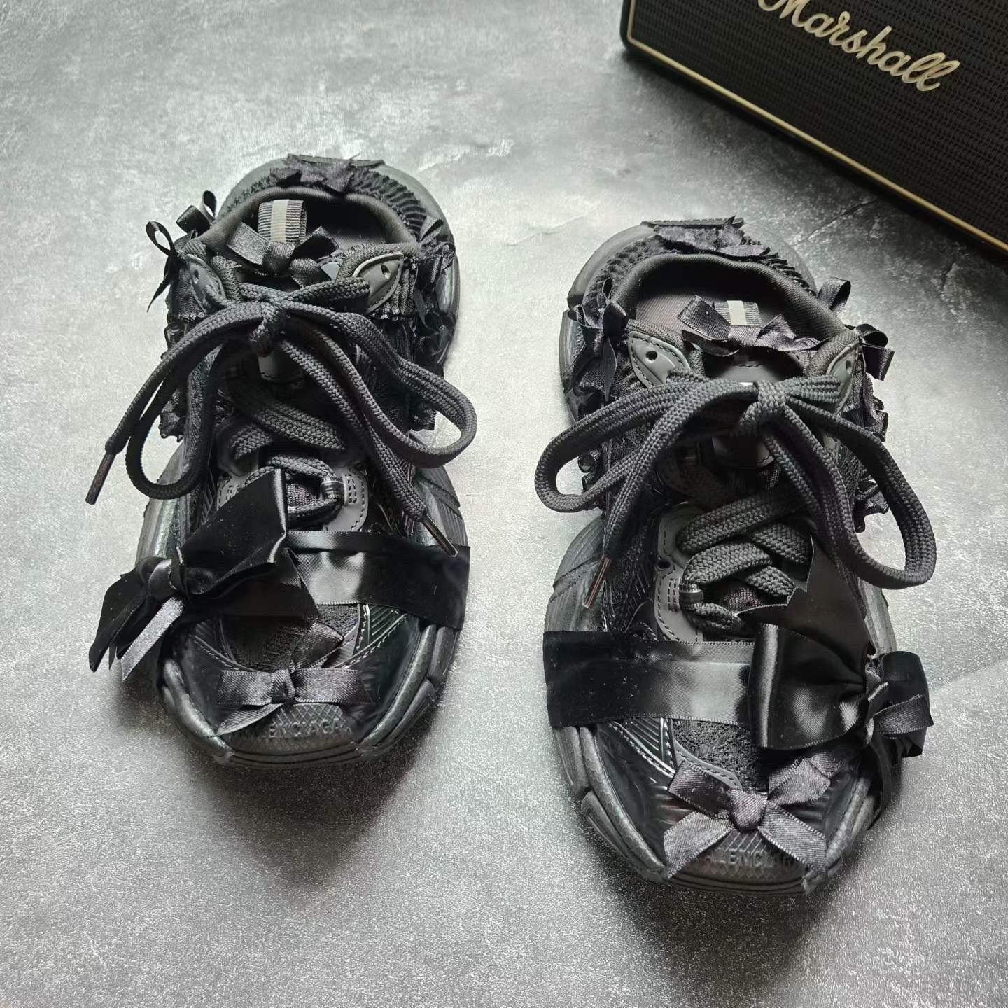 Balenciaga 3XL Black Bow Mules — front