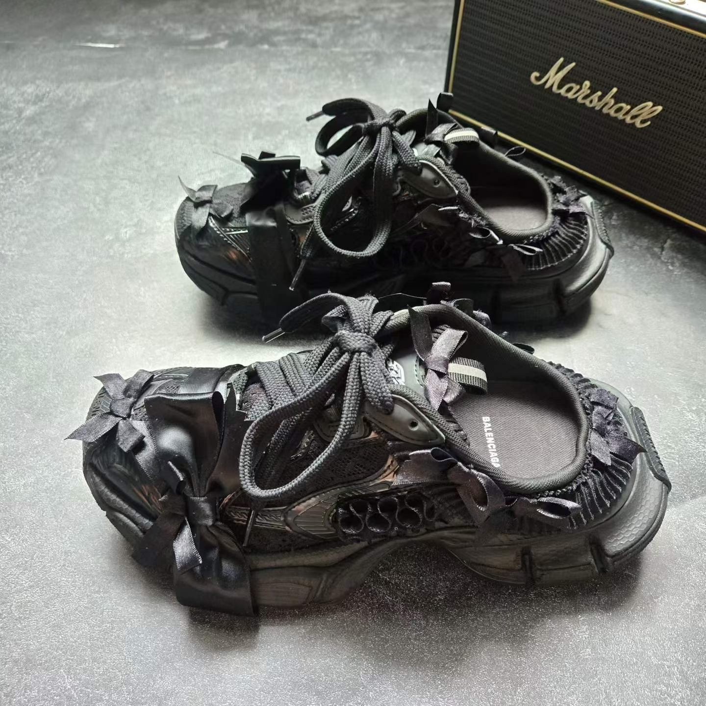 Balenciaga 3XL Black Bow Mules
