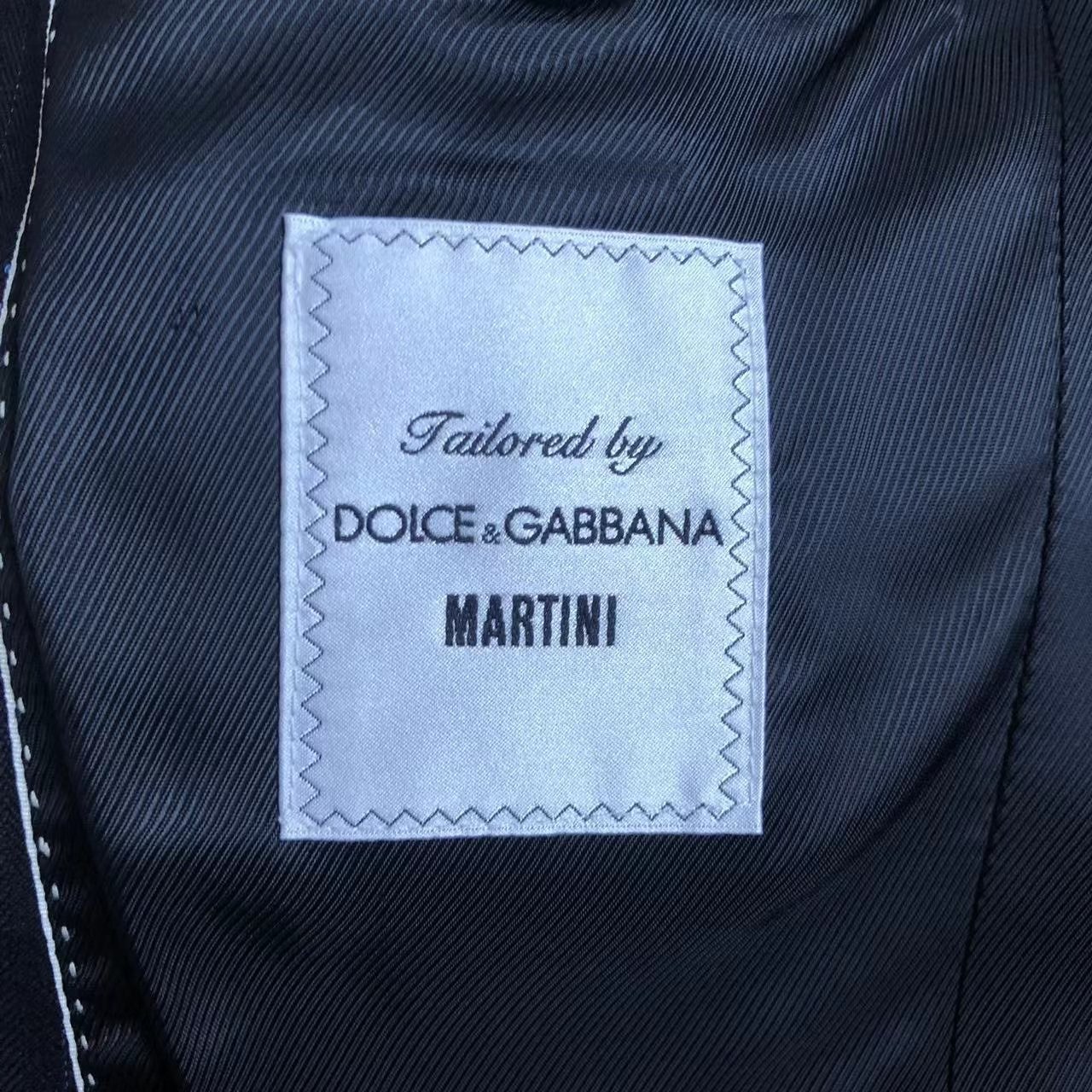 Dolce Gabbana Dark Blue Pinstripe Suit — label