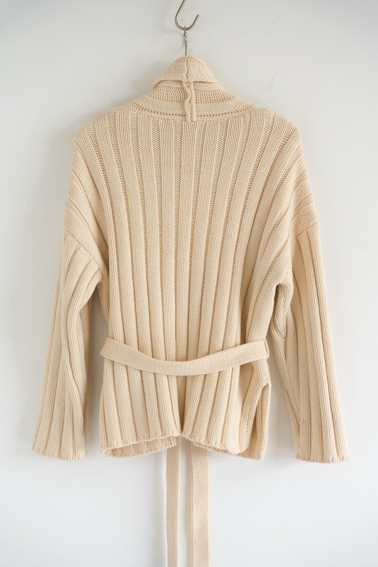 Auralee Belted Wool Knit Coat — detail