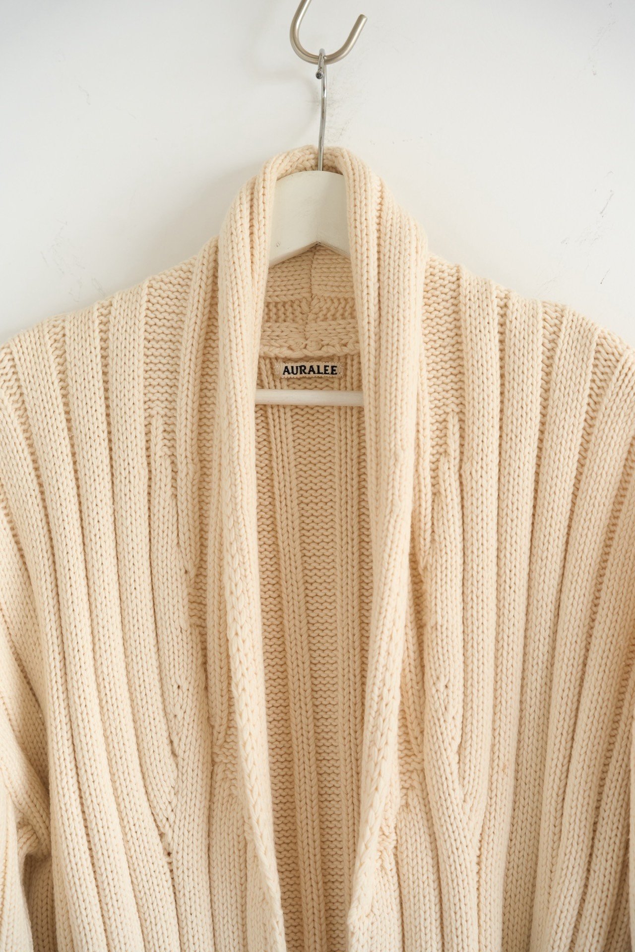 Auralee Belted Wool Knit Coat — back
