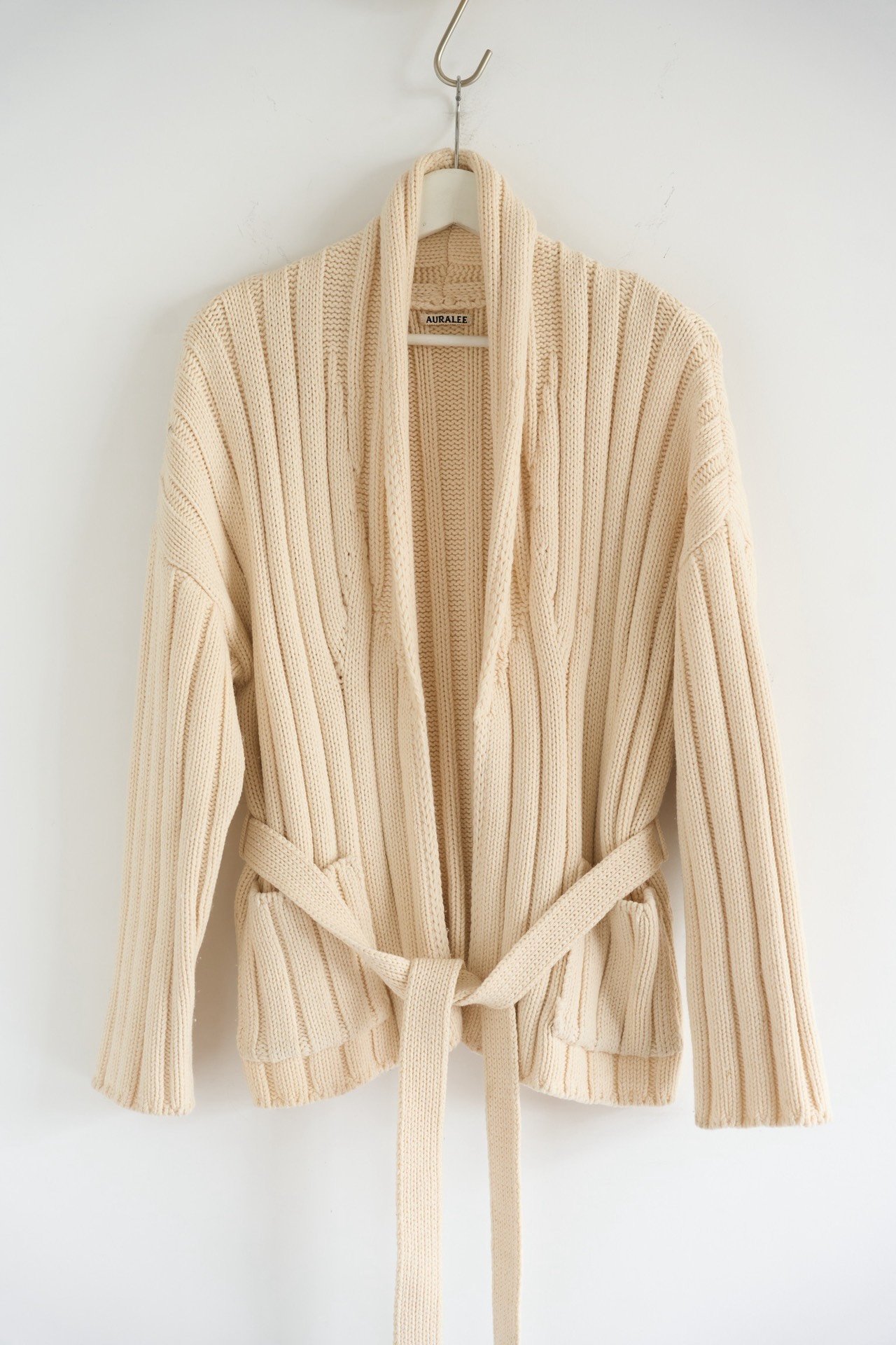 Auralee Belted Wool Knit Coat — front
