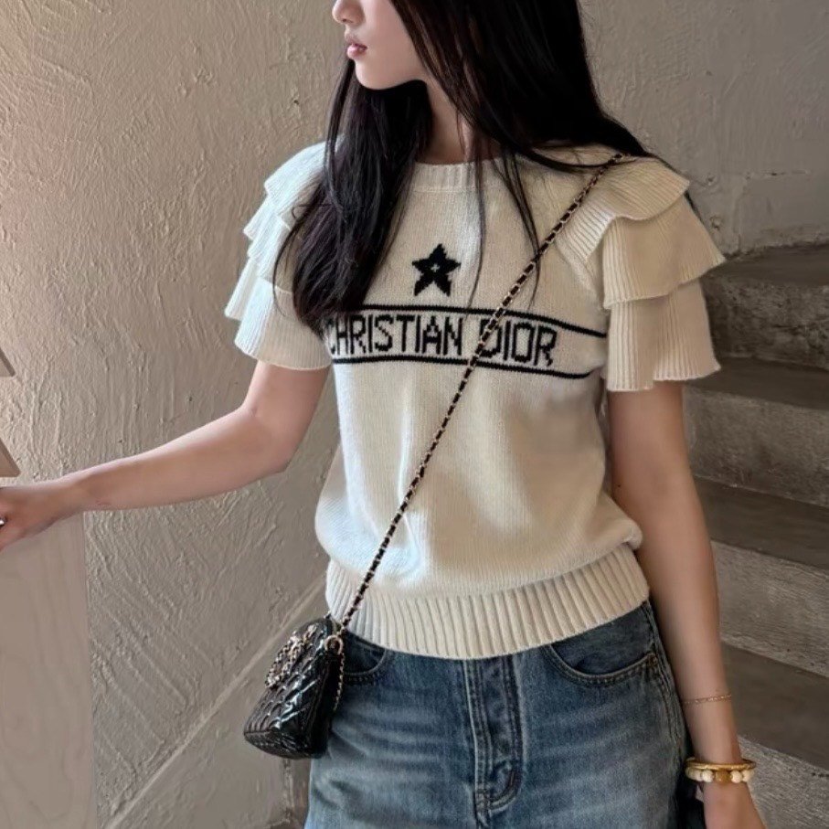 Dior Christian Dior Ruffled Knit Top