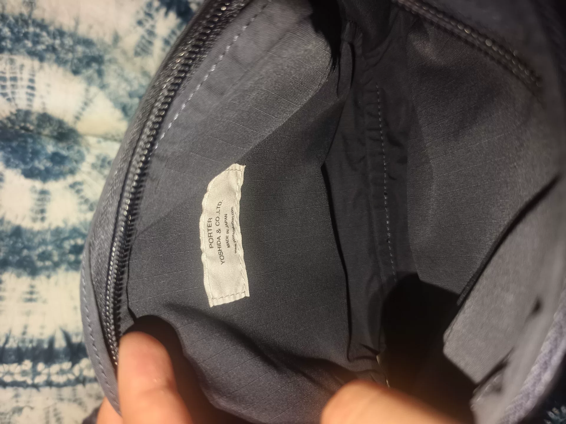 PORTER Navy Blue Crossbody Bag — label