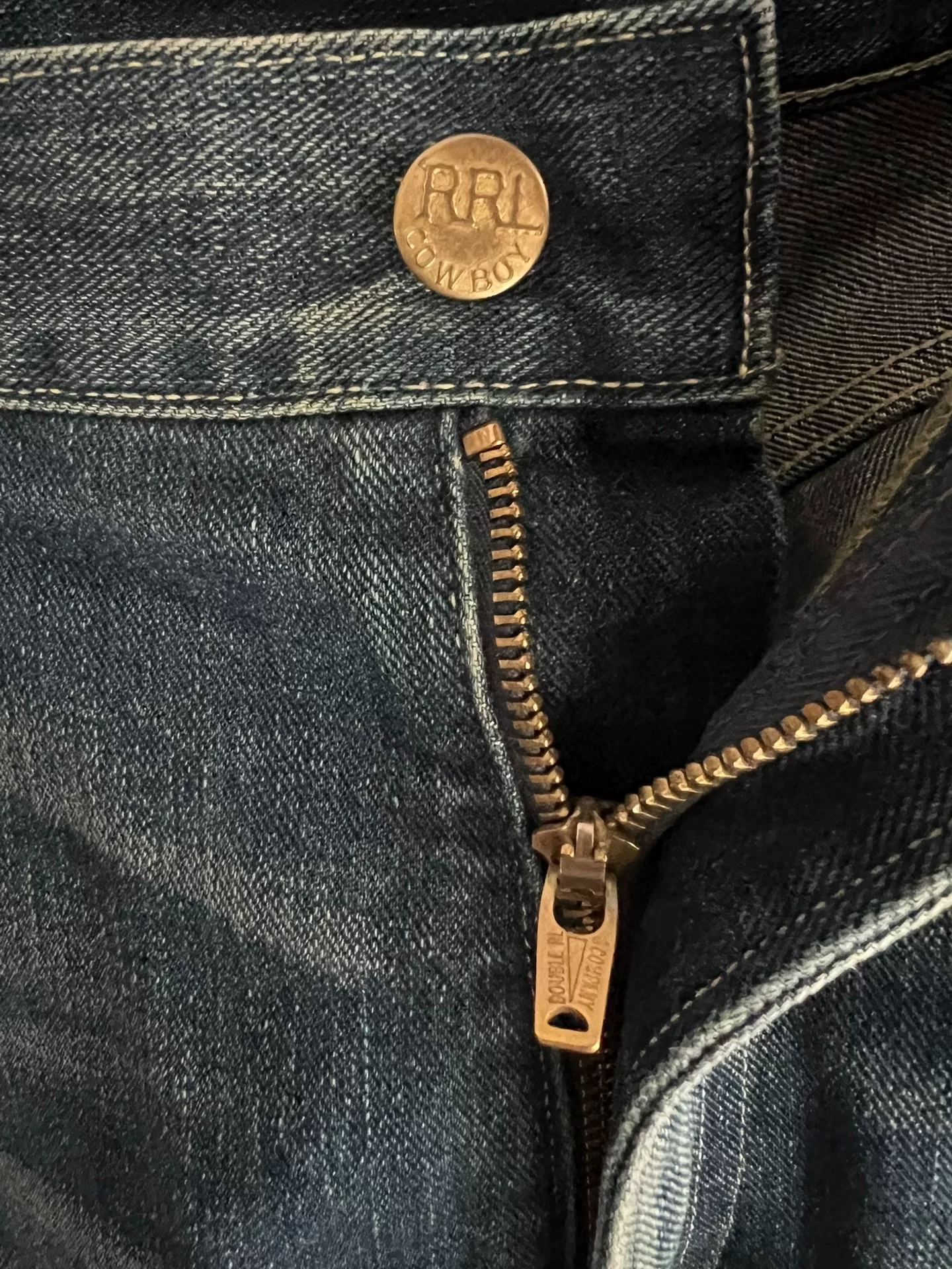 RRL Double RL Distressed Washed Jeans — back