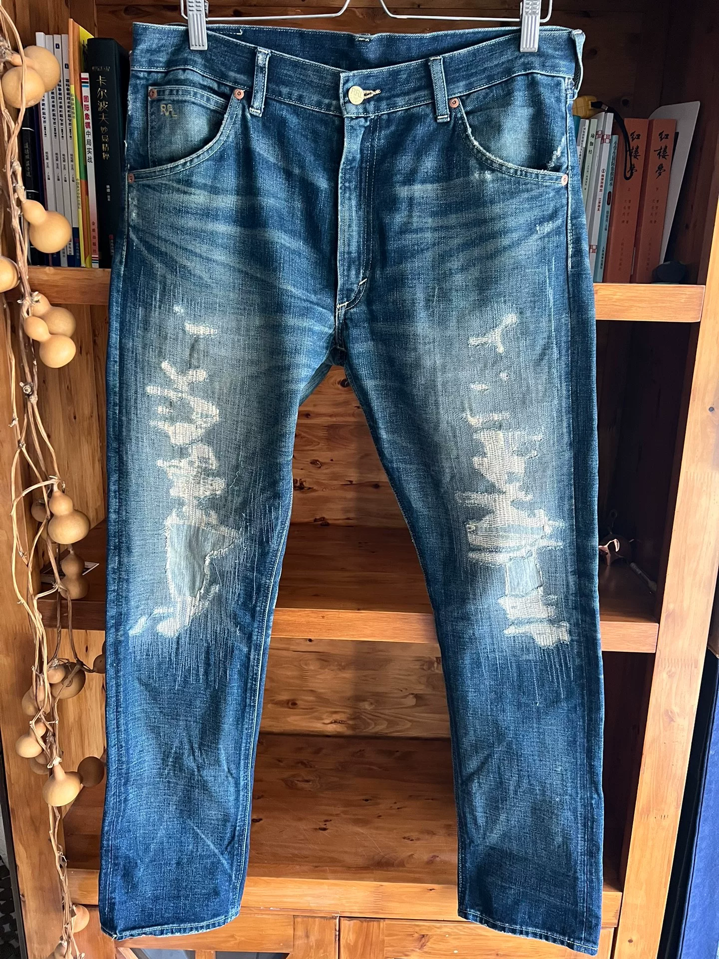 RRL Double RL Distressed Washed Jeans