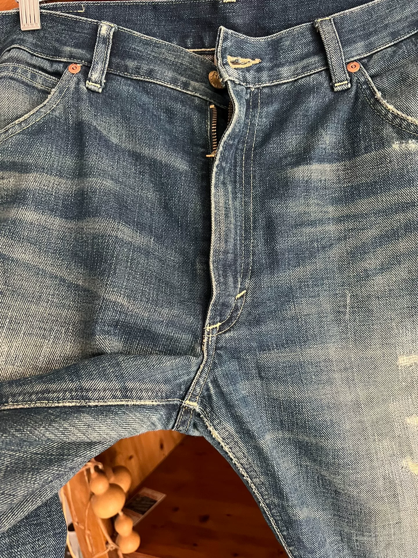 RRL Double RL Distressed Washed Jeans — label