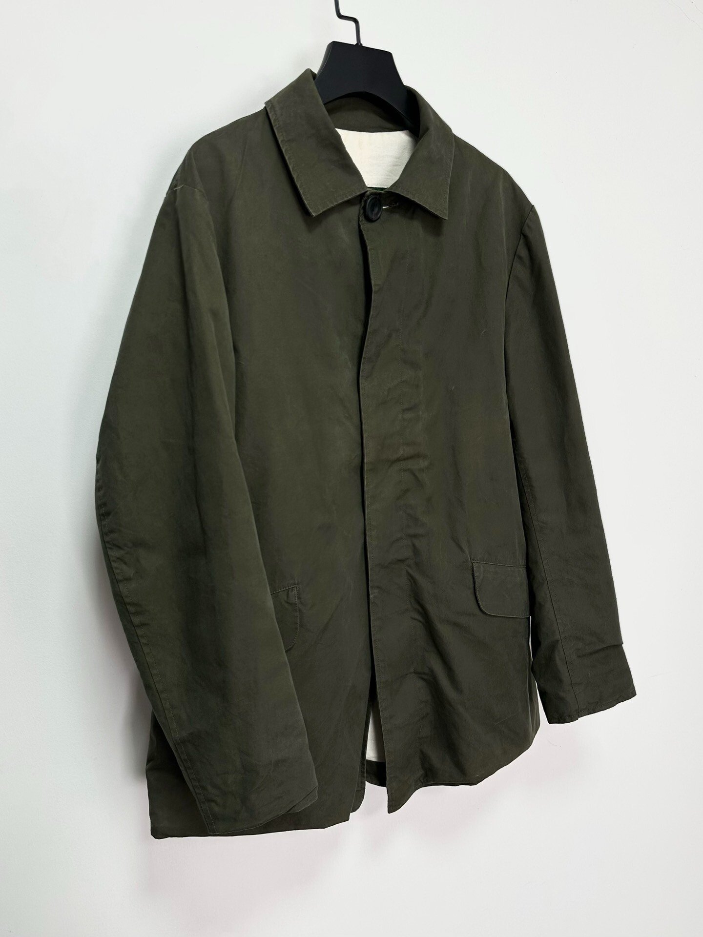 Paul Harnden Mac Olive Green Coat — front