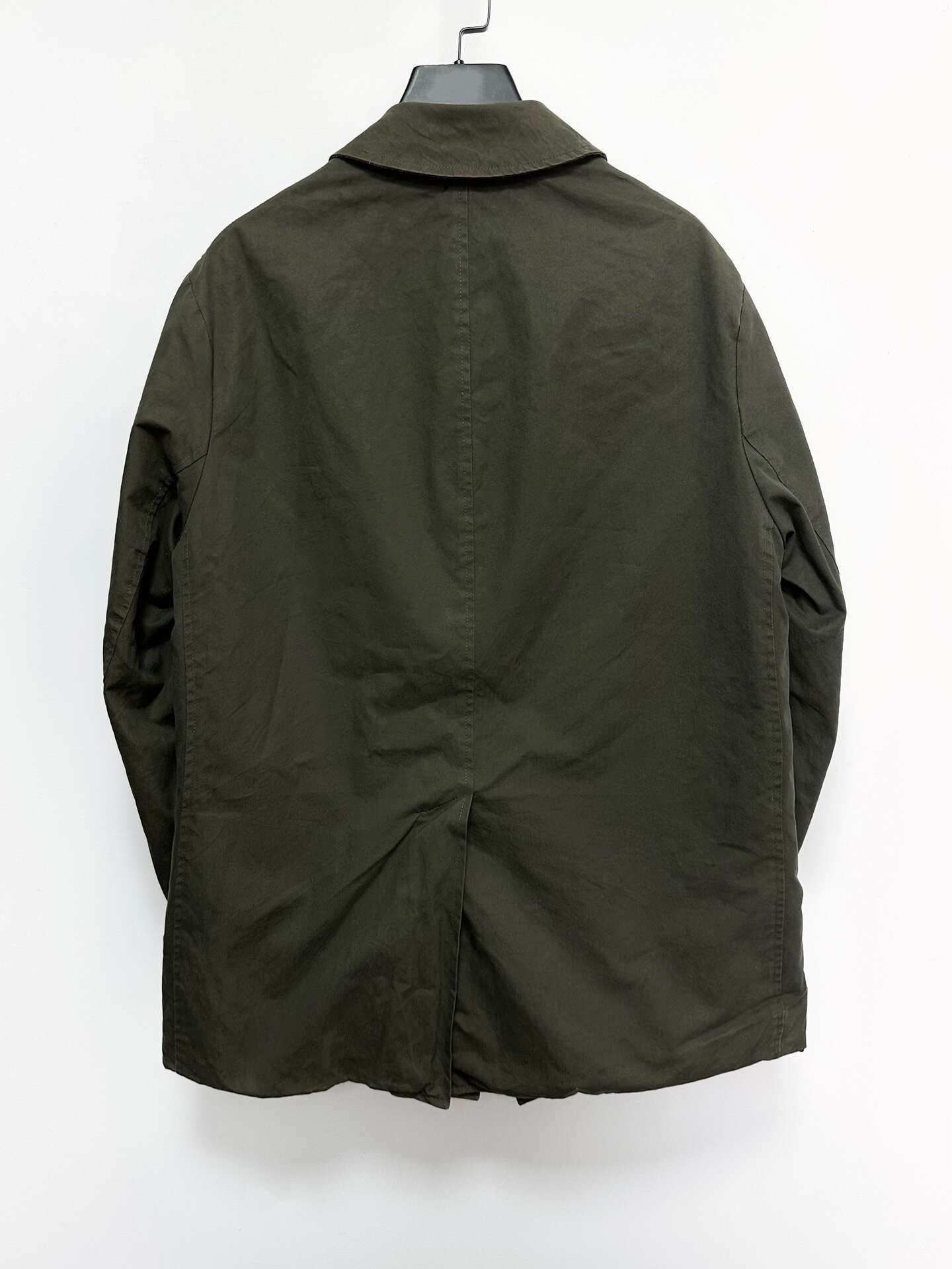 Paul Harnden Mac Olive Green Coat — label