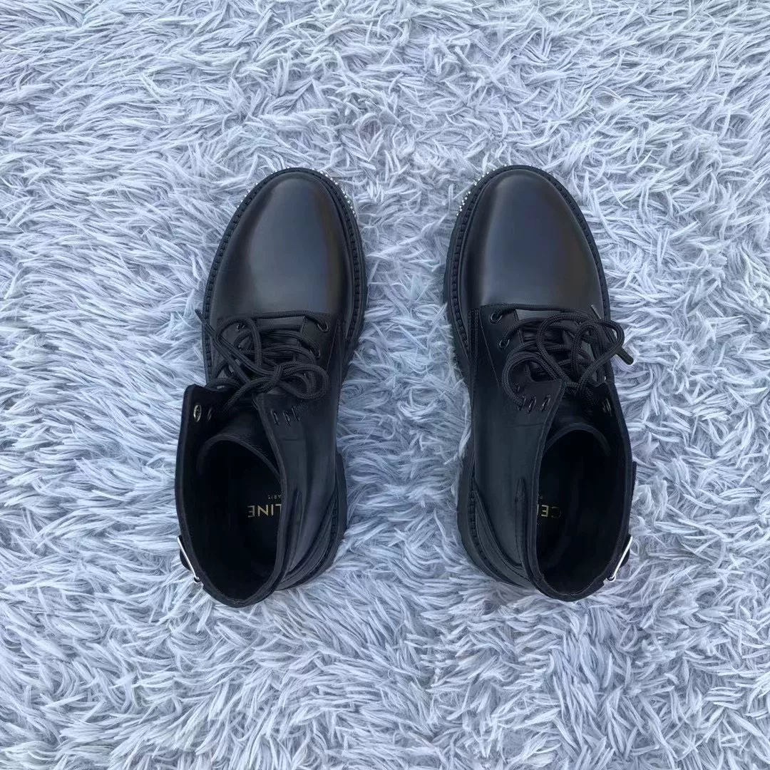 Celine 22SS Leather Rivet Logo Martin Boots — detail