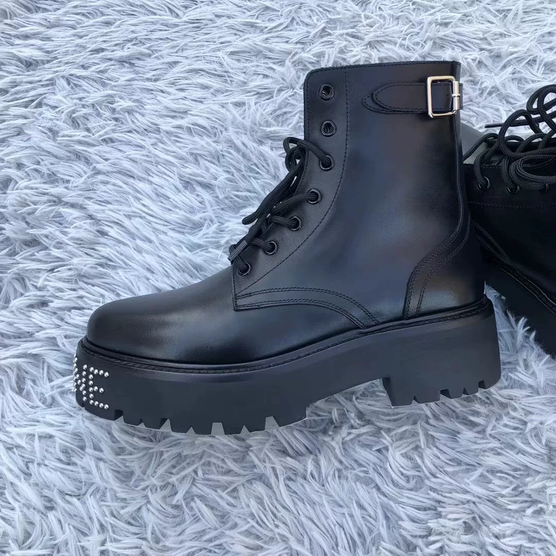 Celine 22SS Leather Rivet Logo Martin Boots — back