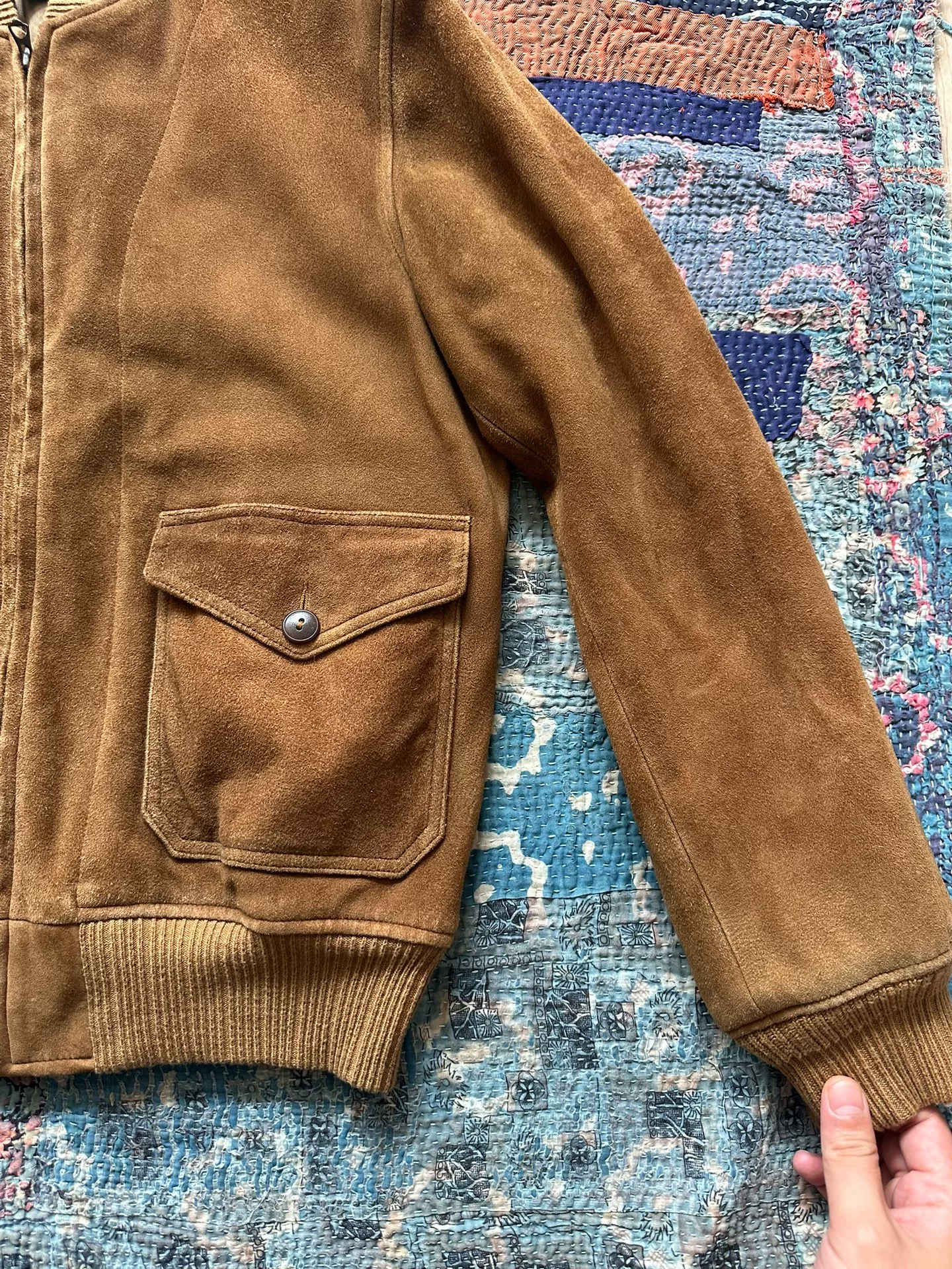 RRL Brown Deerskin Leather Bomber Jacket — back