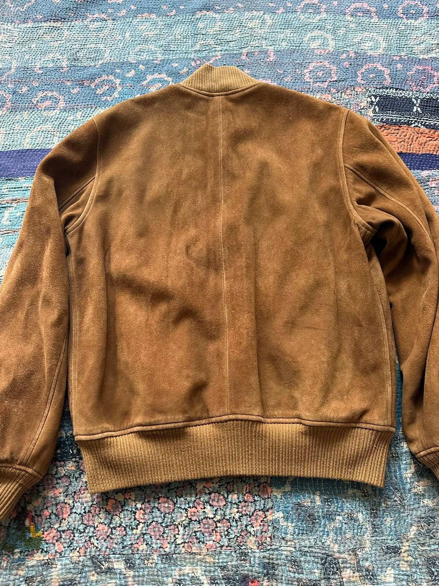 RRL Brown Deerskin Leather Bomber Jacket — front