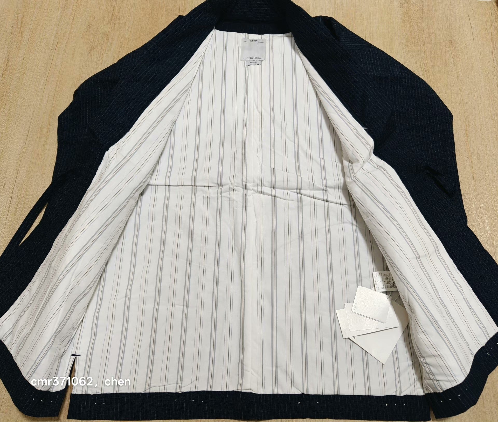 visvim 16AW Dotera Wool Stripe Coat — label