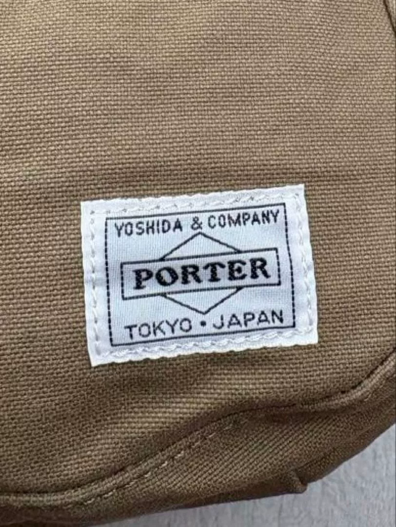 PORTER Khaki Cotton Canvas Crossbody Bag — front