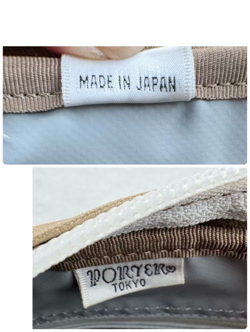 PORTER Khaki Cotton Canvas Crossbody Bag — label