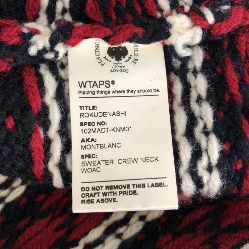 WTAPS MONTBLANC Crew Neck Striped Sweater — label