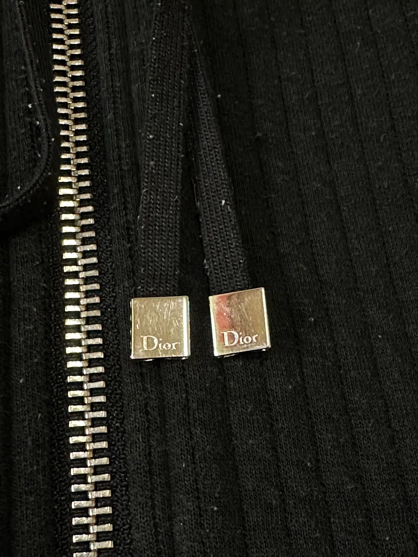 Dior Black Zip Hooded Wool Jacket — back