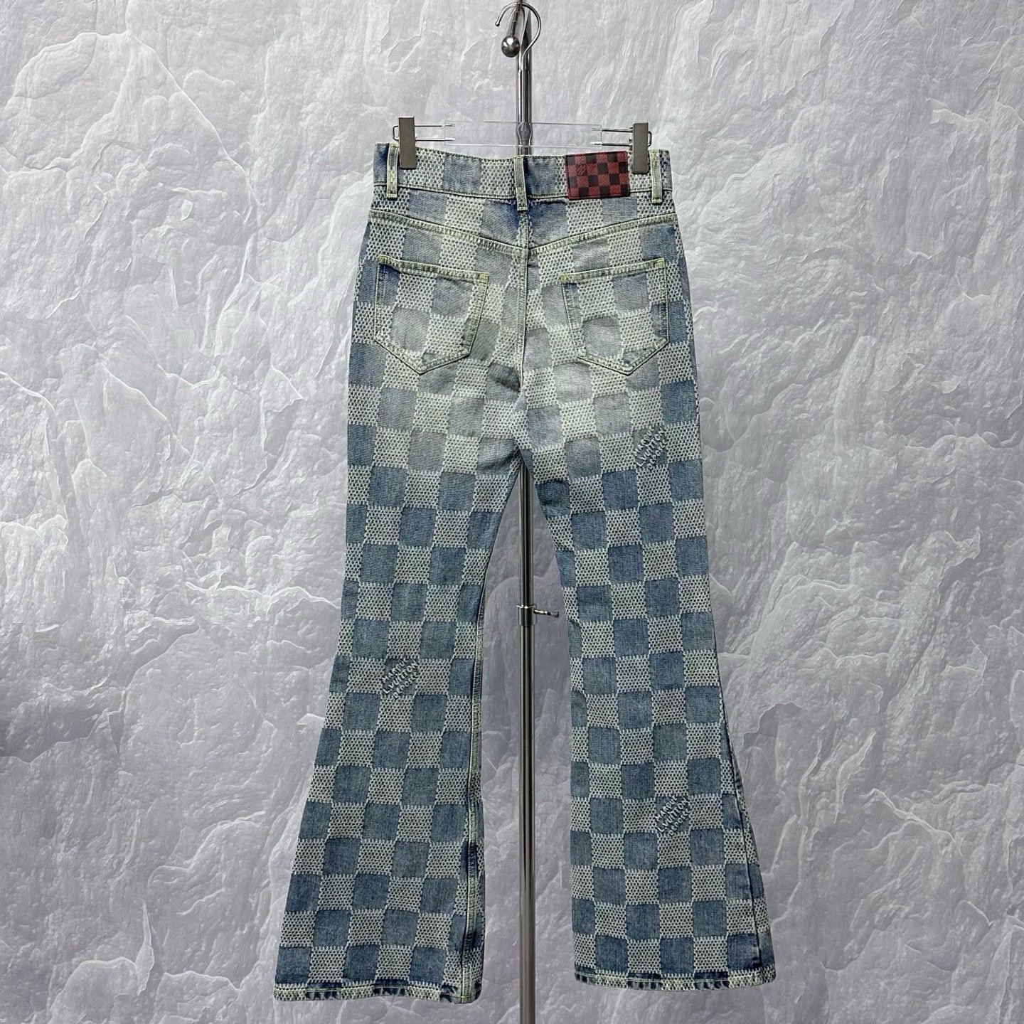 Louis Vuitton Checkerboard Flared Denim Pants — back