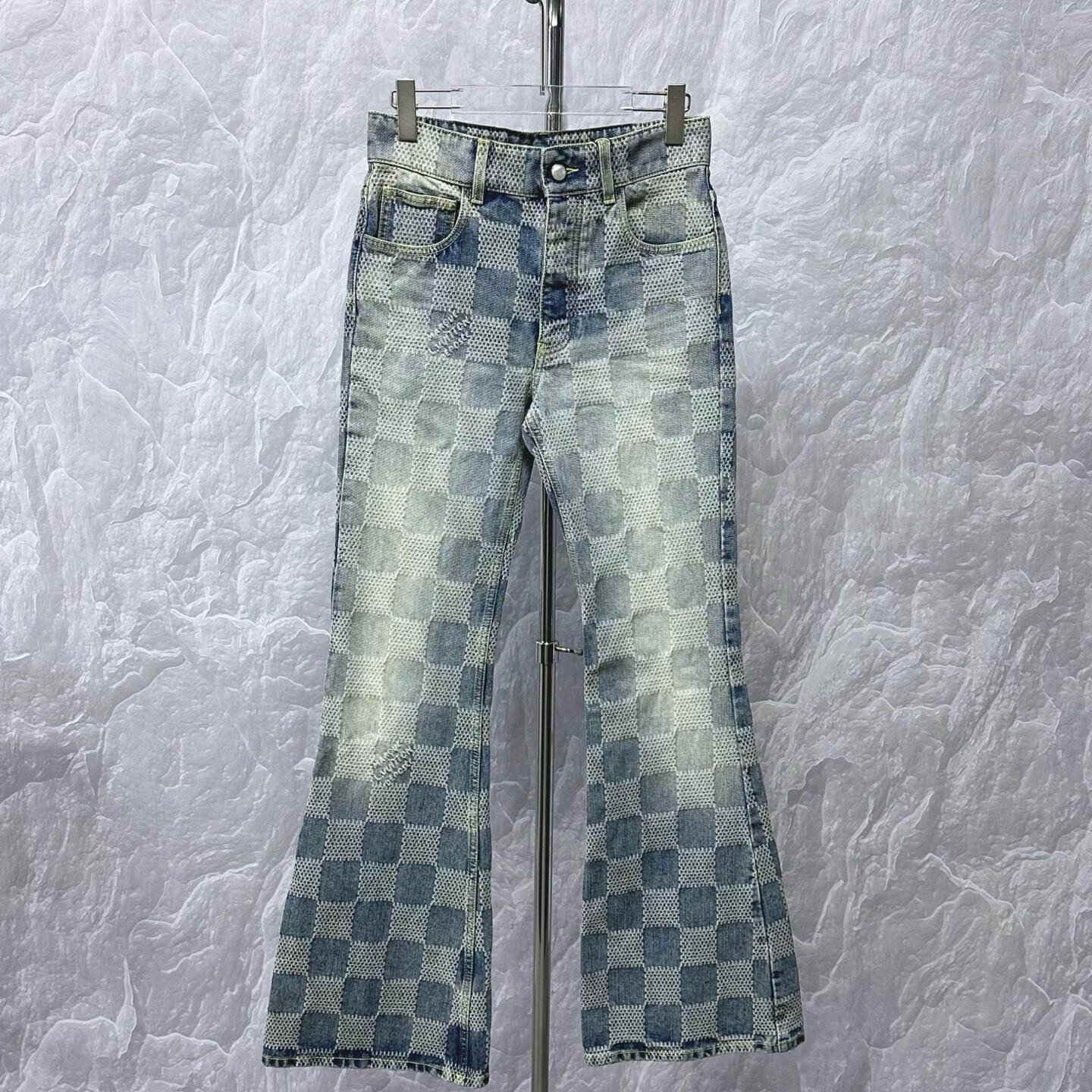 Louis Vuitton Checkerboard Flared Denim Pants